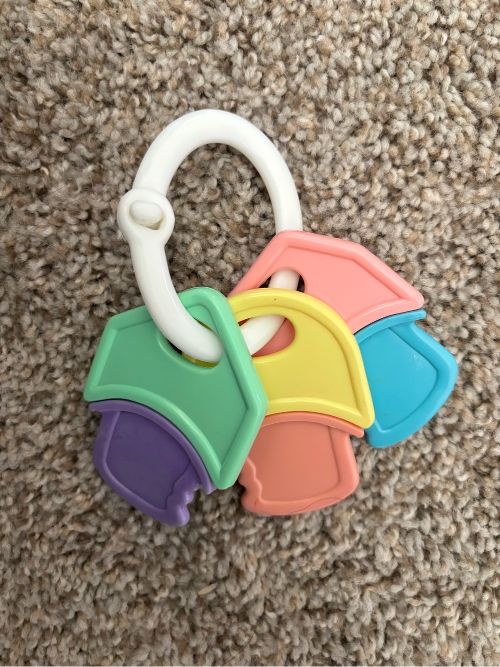 Pastel Multi-Color Baby Teething Keys - Soft Silicone Key Ring